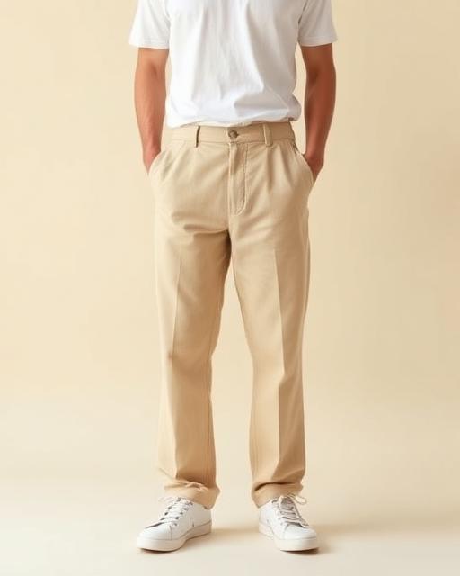 Calça reta algodão